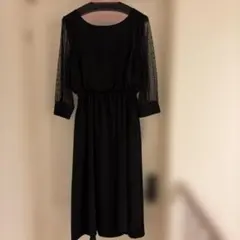 黒 レーススリーブ パーティードレス