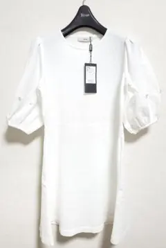 【新品タグ付】Rene ルネ 半袖ニットワンピース 36 ホワイト