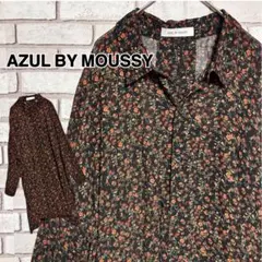 AZUL BY MOUSSY 花柄 長袖シャツ シャツワンピース　総柄　シアー