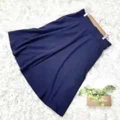 美品★【UNIQLO】ポンチフレア ミラノリブカットソー ミディスカート (L)