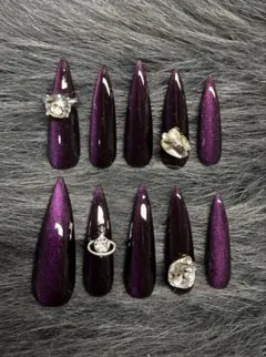 パープル スパイク型 ネイルチップ 10個セット