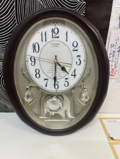 CITIZEN オーバル型掛時計 クリスタル装飾付き