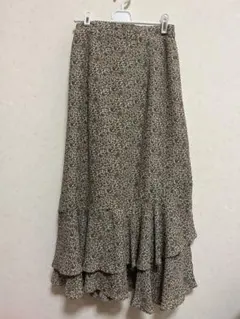 花柄 ロングフレアスカート ティアード