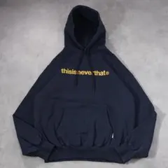 ディスイズネバーザット ネバザ パーカー 古着 ロゴ L 紺 黄 19243
