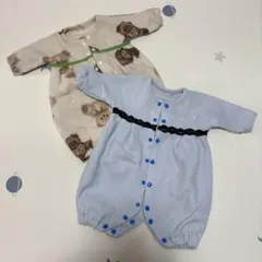 ロンパース カバーオール 2点セット フリース 60 新生児 双子