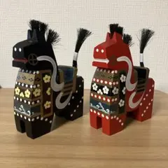 八幡馬　民藝品　郷土玩具　木彫り　馬2体　レトロのサムネイル