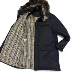 バーバリーブラックレーベル ホワイトグースダウン ノバチェック ダウンコート