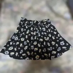 OLIVEdesOLIVE 花柄フレアキュロットスカート 黒 Fサイズ