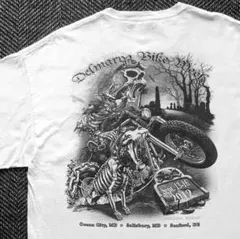 US古着 スカル バイクTシャツ GILDAN 両面ビッグプリント XL