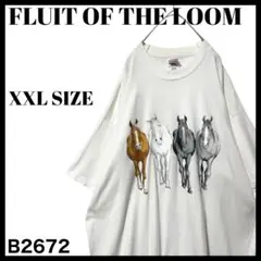 古着 90s USA製 馬 アニマルプリント Tシャツ シングルステッチ XXL