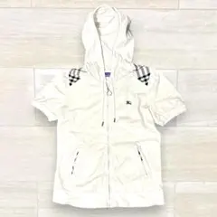 【美品】BURBERRY BLUE LABEL 半袖パーカー 38 ノバチェック