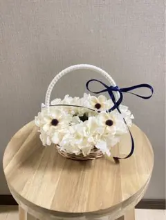 ホワイト 造花 バスケット リングピロー