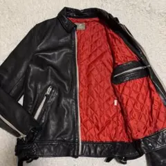 近年極美品　ナノユニバース　シングルライダースジャケット　羊革　キルティング