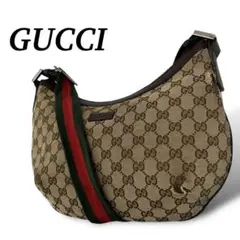 GUCCI ショルダーバッグ ハーフムーン GGキャンバス レザー ブラウン GUCCI グッチ ショルダーバッグ GG キャンバス ハーフムーン