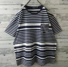 希少サイズ☆ポロラルフローレン 刺繍ロゴ ポケット付 ボーダー Tシャツ 3L