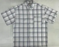 H643　CALTOP　キャルトップ　水色　黒　白　チェックシャツ　半袖