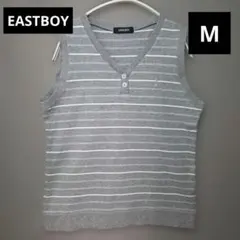 EASTBOY グレー レディース ノースリーブ トップス ベスト Vネック