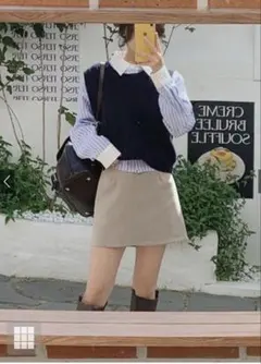 美品❣️グレイル　インパン付き台形ミニスカート[ac1891]ベージュ　S