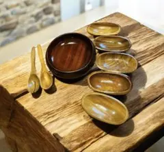 木製ボウルと小皿セット