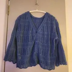 マリリンムーン ダークブルー レース編みカーディガン