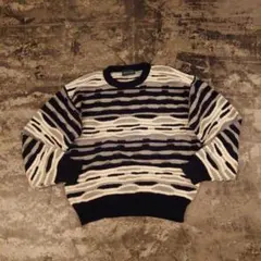 KINGSLORD 総柄 立体編み ニット クージー風 L 韓国製　4875