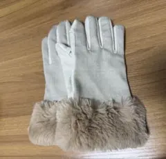 FURURA ピンクベージュ色ファー付き手袋