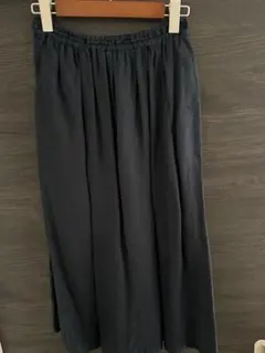 【値下げ・美品】無印良品　フレンチリネン ギャザースカート　ネイビー色・Ｓ
