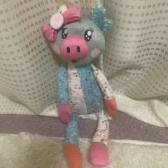 パッチワーク風 ぬいぐるみ ぶた
