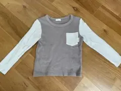 長袖カットソー 95cm ベージュ・ホワイト