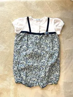 ファミリア　半袖　重ね着風　カバーオール　ロンパース 花柄　女の子　春　夏