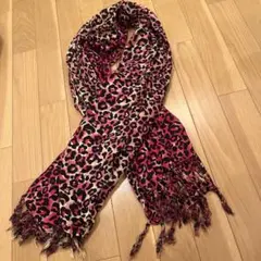 ヒョウ柄ピンクベージュストール春物