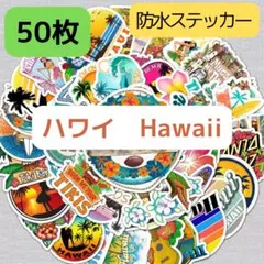 防水ステッカー　ハワイ　ハワイアン　ビーチ　アロハ　海　夏　サーフィン　　50枚