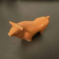 牛／丑 干支 置物 茶色 陶器