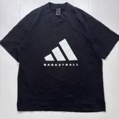 〈451〉adidas 半袖Tシャツ黒　ブラック　ビックロゴbasketball