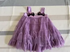 チュールワンピース 80cm ハロウィン　魔女　女の子　むらさき　リボン