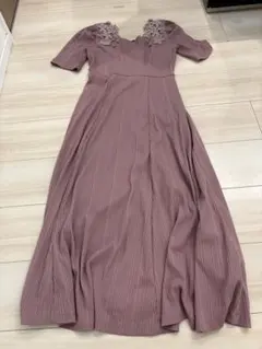 WILL SELECTIONリブ後ろ編み上げカットロングワンピース刺繍ピンクM