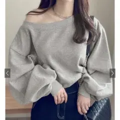 【最終値下げ】GRL オフショルダースウェットトップス　グレー　FREE