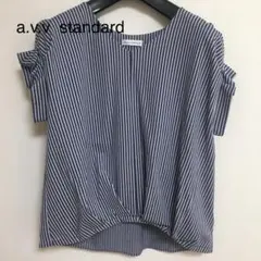 a.v.v ストライプ フリル袖 半袖トップス