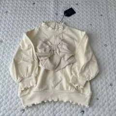 【7998】cottoli 100cm リボン　長袖カットソー　女の子　裏毛