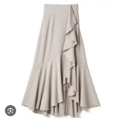 アシンメトリーフリルロングスカート[rut711] オフベージュ GRL