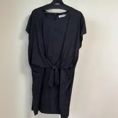 MAITRESSE 黒 半袖ワンピース ウエストリボン付き