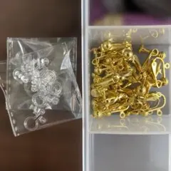 イヤリング用金具 クリア ゴールド セット
