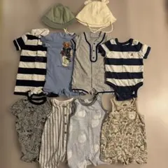 ベビーロンパース&帽子 60〜70 男の子 10点セット