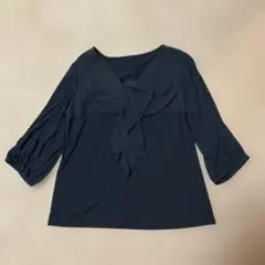 ネイビー 五分袖 トップス LL