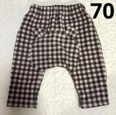 ever closet 裏起毛くま耳モンキーパンツ ギンガムブラウン70サイズ