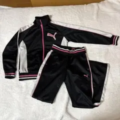 PUMA キッズ ジャージ上下セット 黒/ピンク