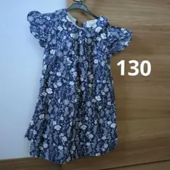 petit main 花柄ワンピース 130