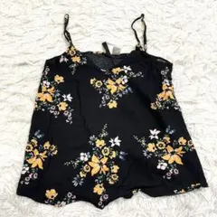 ディバイデッド H&M 花柄キャミソール ビスチェ XS ブラック 夏のサムネイル