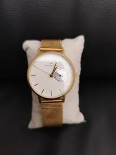 【美品】ゴールドメッシュバンド クォーツ腕時計のサムネイル