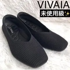 パンプス 23.5 黒 ローヒール VIVAIA ビバイア フラットシューズ
